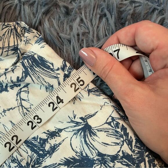 Cynthia Rowley Blue White Floral Print Linen Top Size XXL - Picture 2 of 4